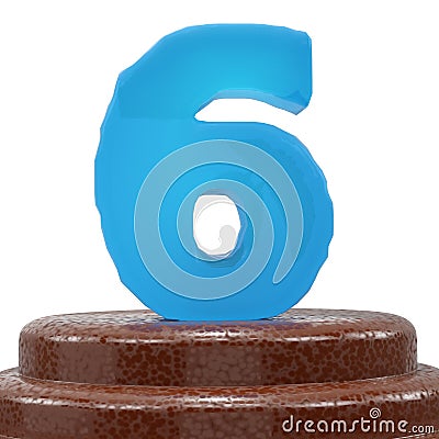 Number 6 six on ChoÑolate cake. 3D render Illustration Stock Photo